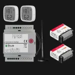 Photo du Pack Pack radio ZigBee pour commande de chauffage à distance sans box internet avec son antenne GSM sur fond noir